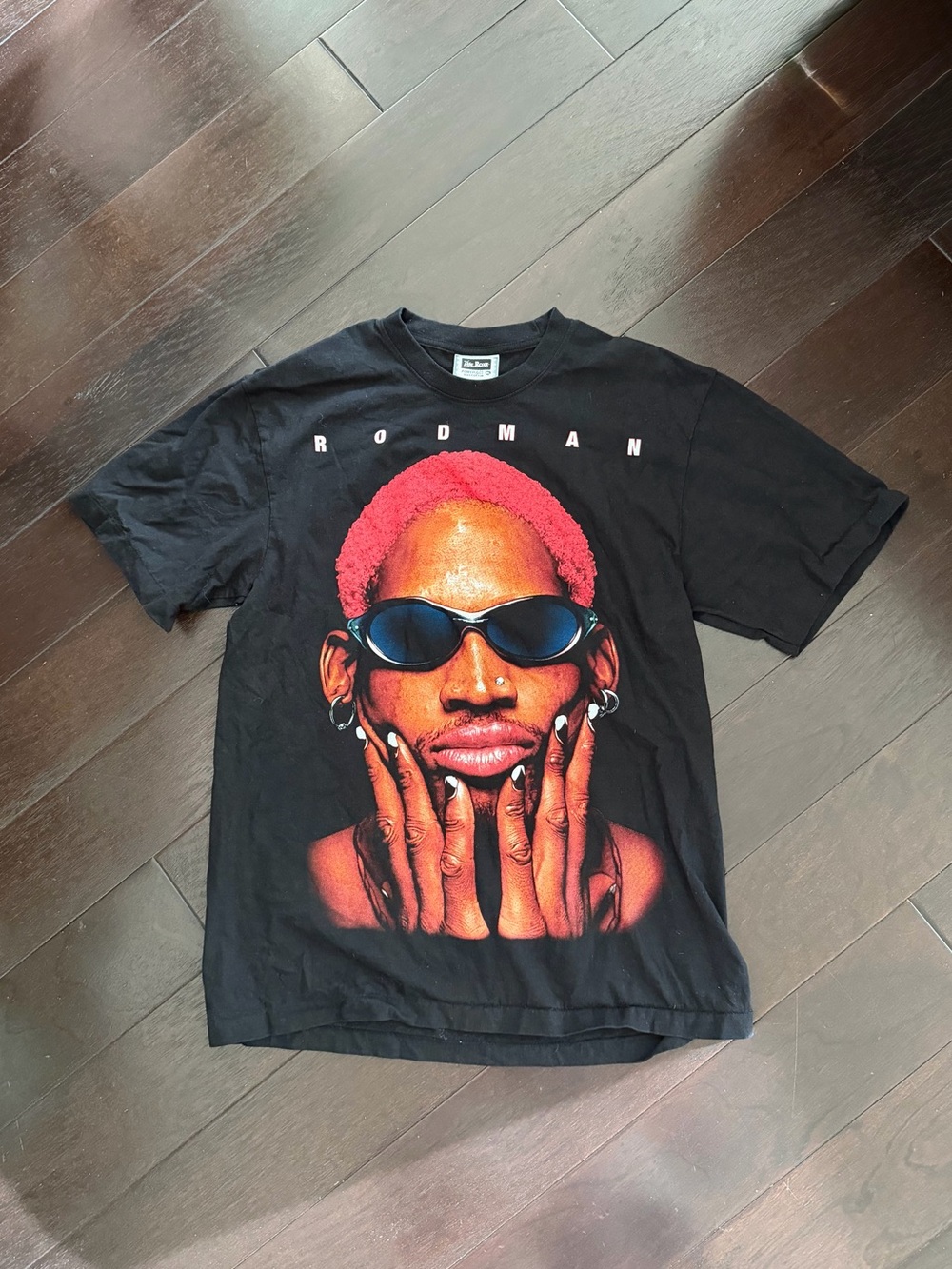 Dennis Rodman T-Shirt Double Sided Vintage Bootleg Style 90s Mens XL Black Heavy